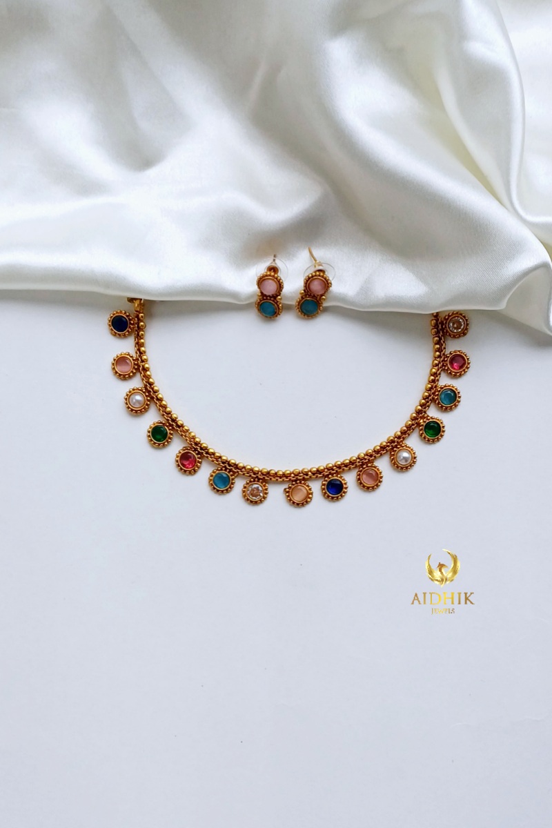 Navratna short necklace