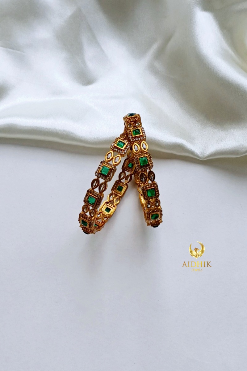 AD bangles green stone size 2.4