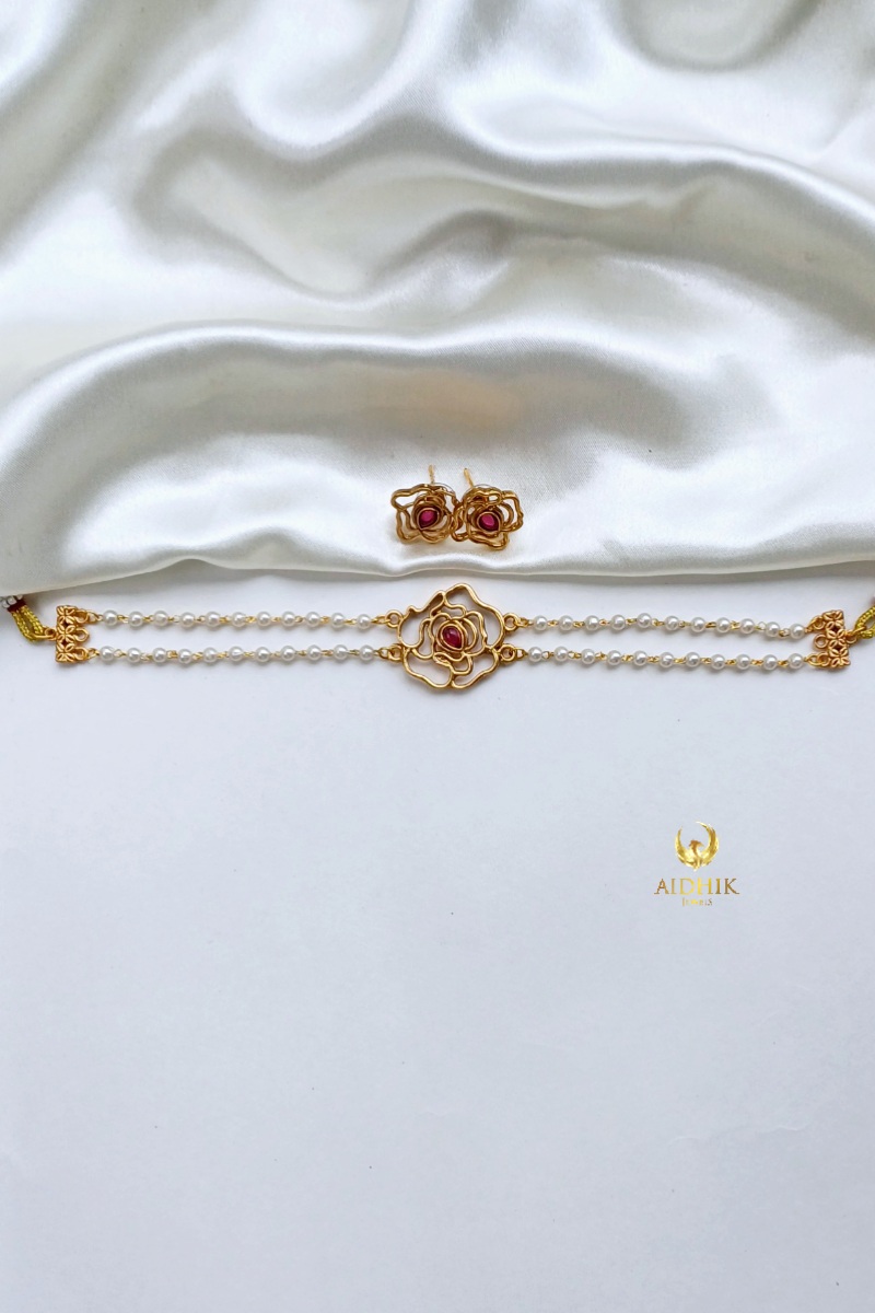 Pearl choker ruby AC8