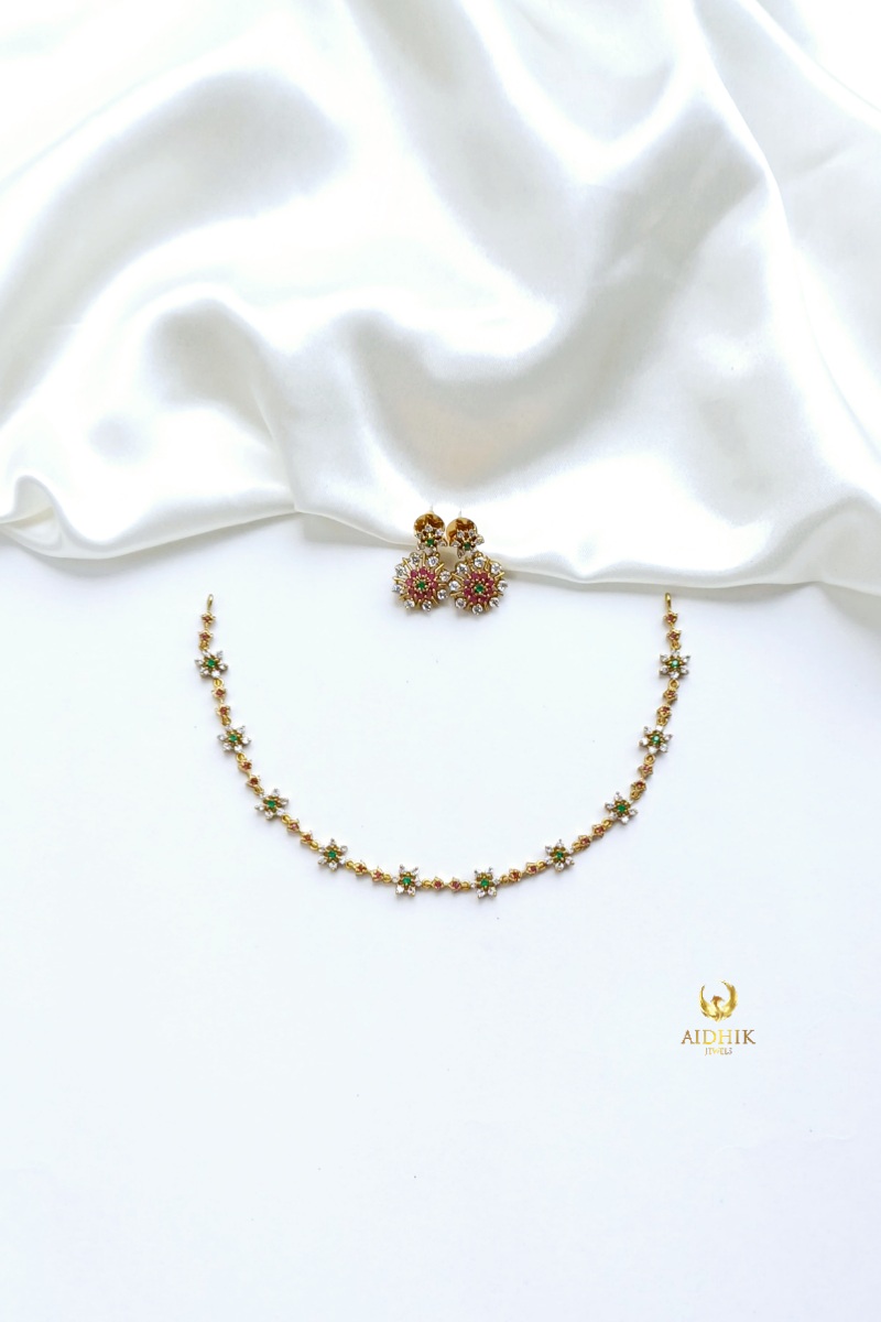 Flower design AD necklace set AD3