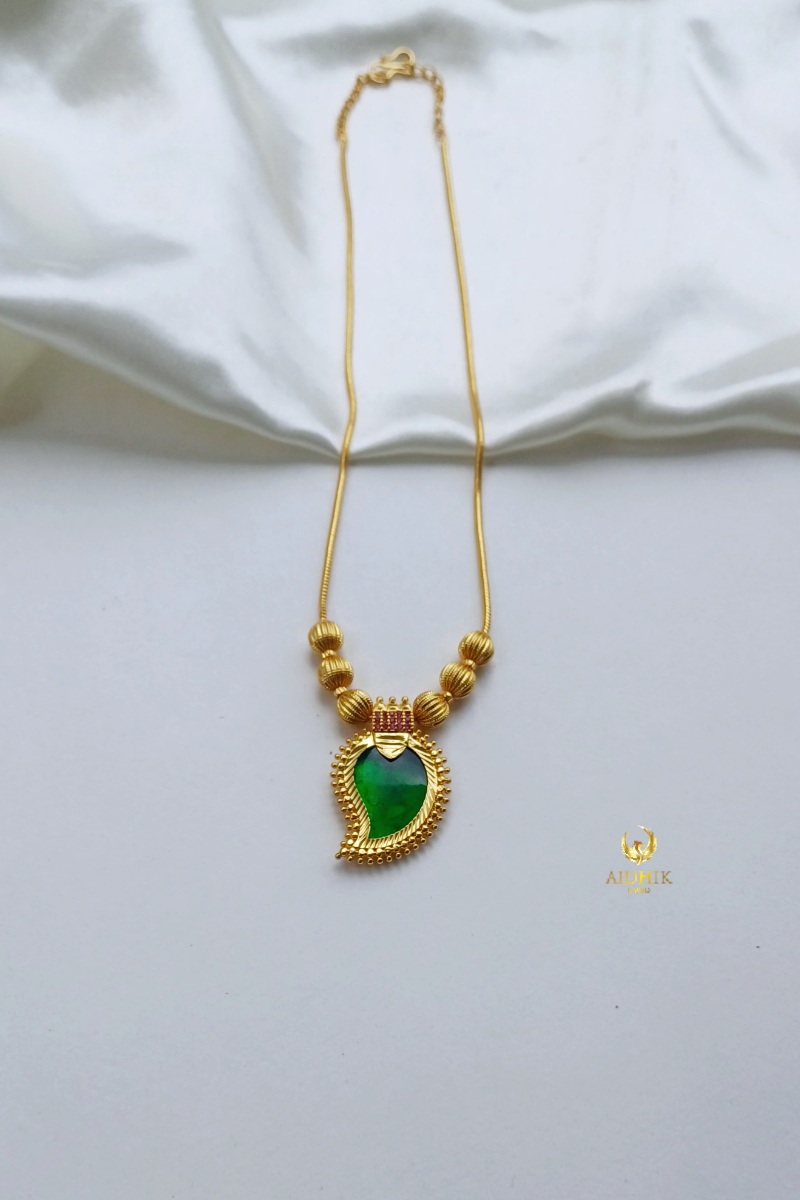 Gold plated palakka mango design green