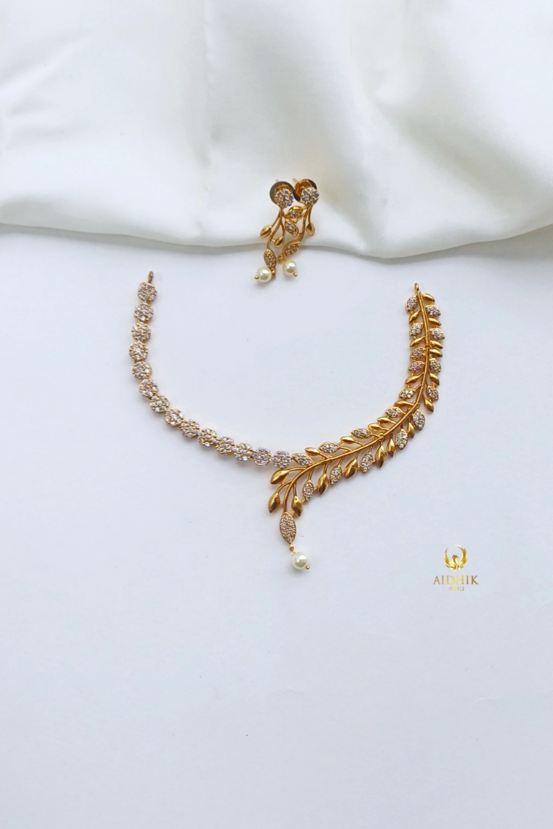 Leaf design AD necklace set 