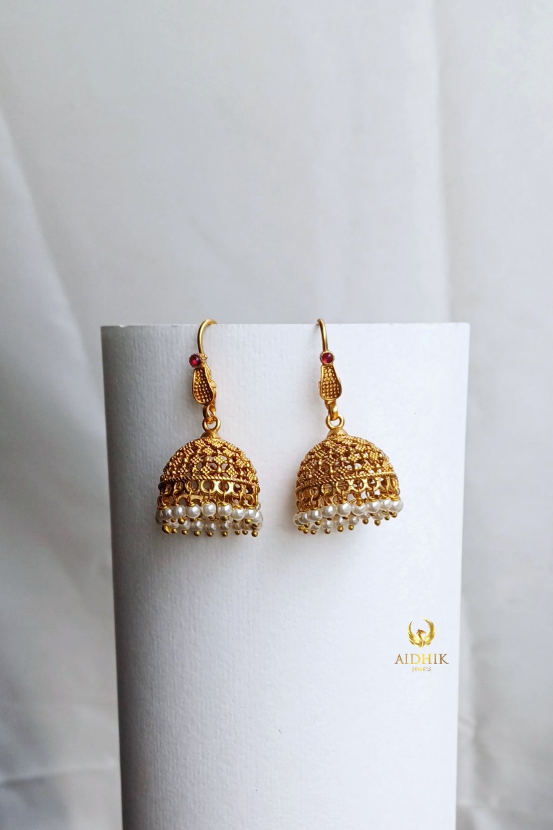 Hook jhumka pearl hangings