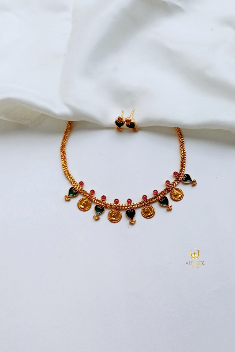 Non idol coin palakka necklace with earrings