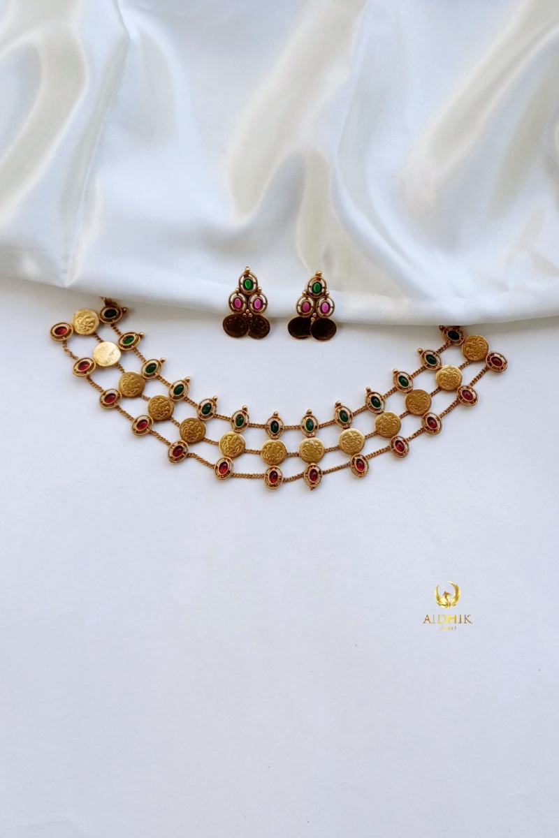 Multi coin layered necklace AC20