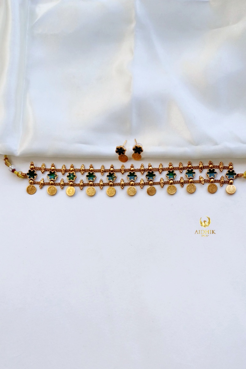 Floral coin choker AC19