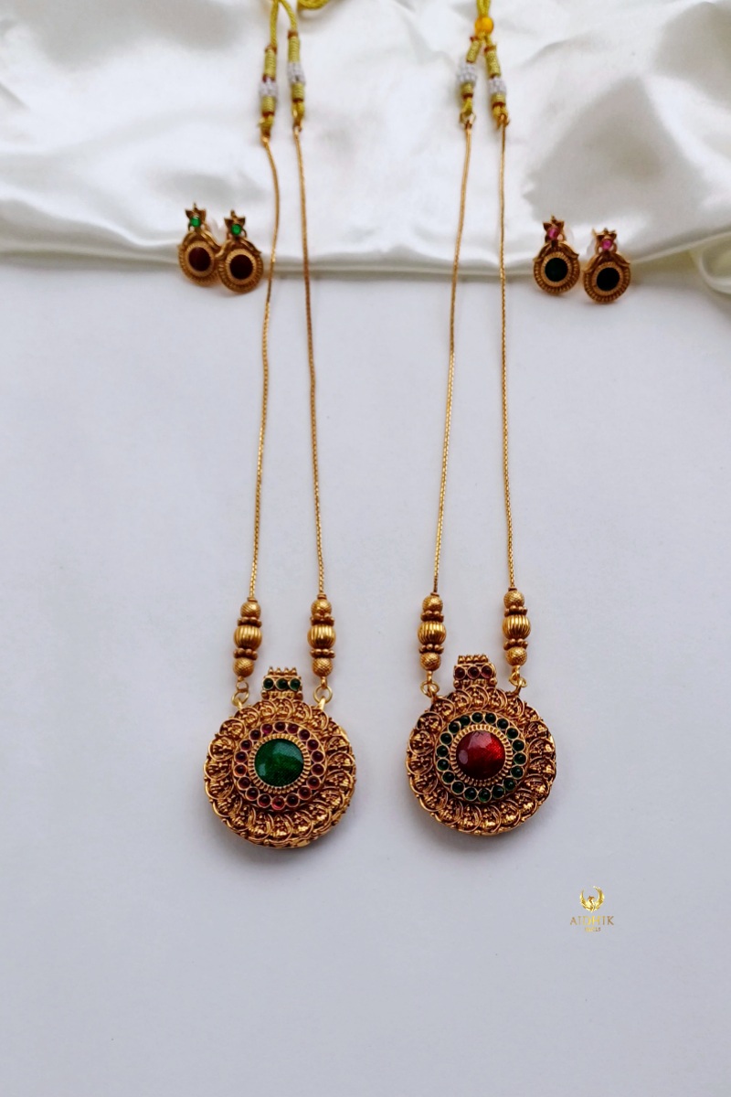 Reversible palakka coin set with earrings AMH12
