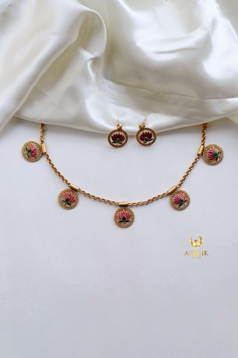 Lotus necklace with earrings AN78
