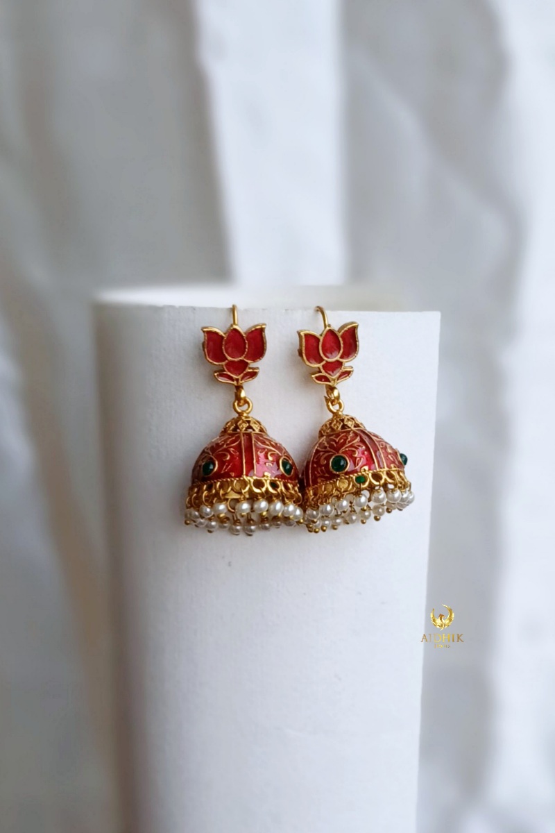 Red Lotus hook jhumka AE28
