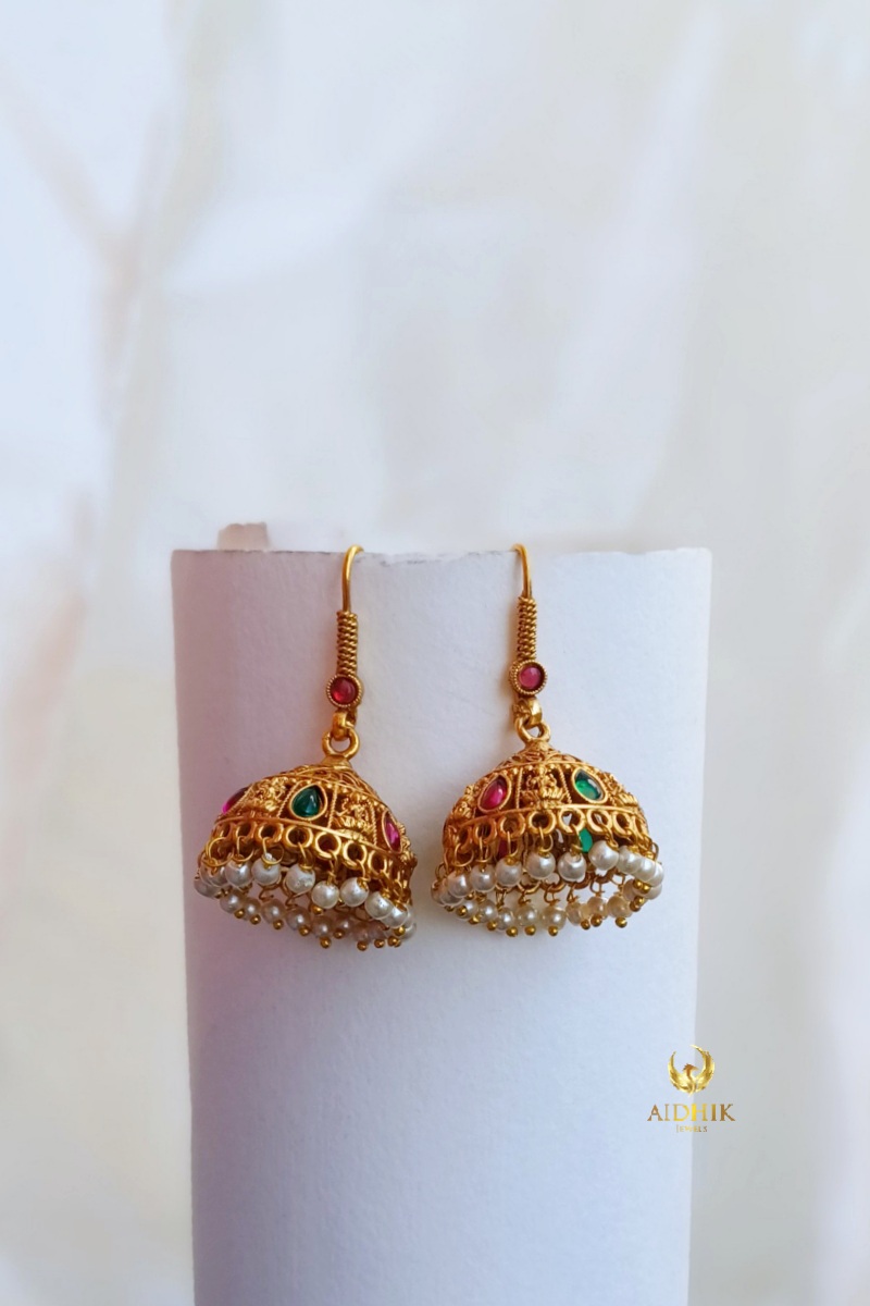 Hook jhumka ruby green AE34