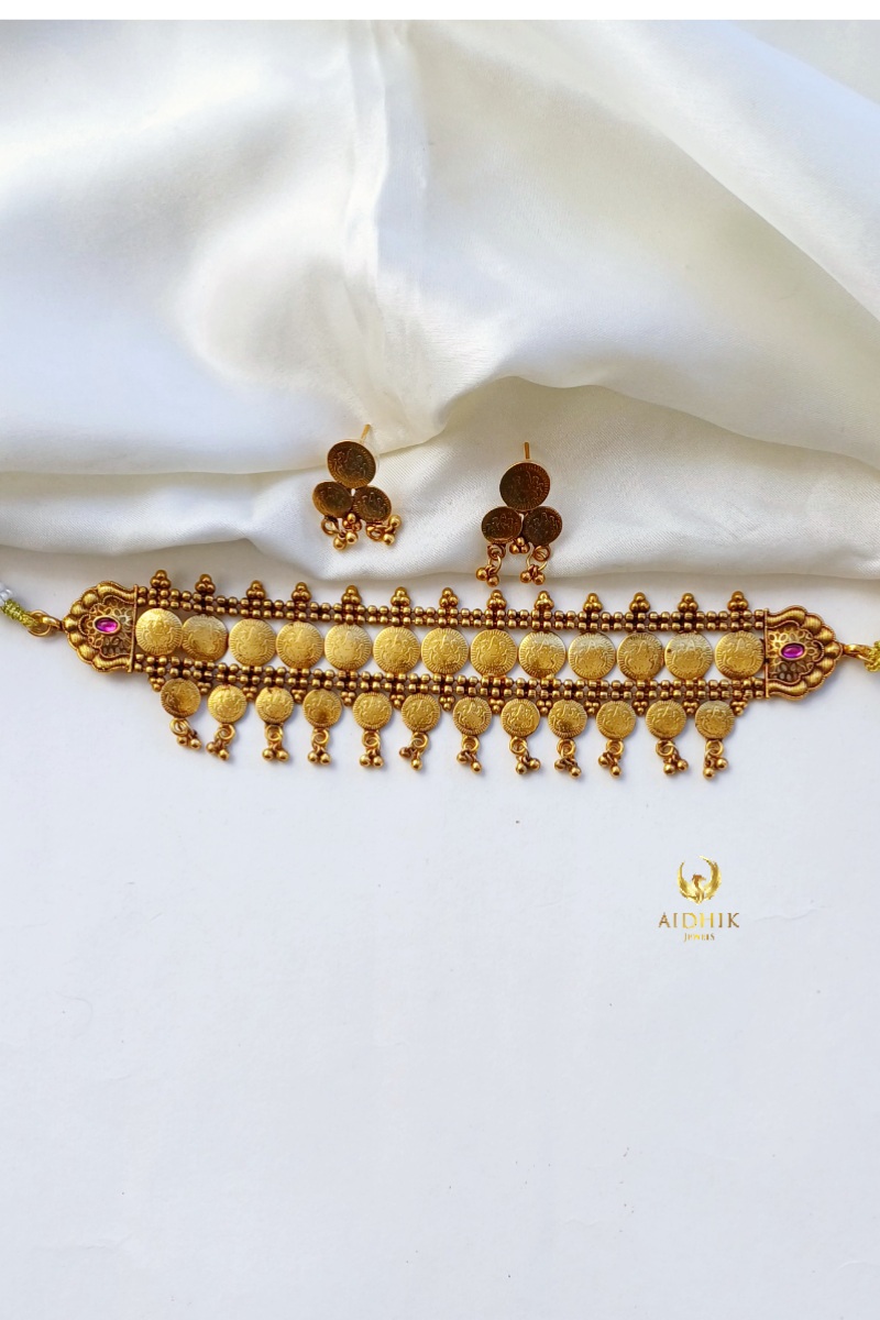 Double layered coin choker AC28