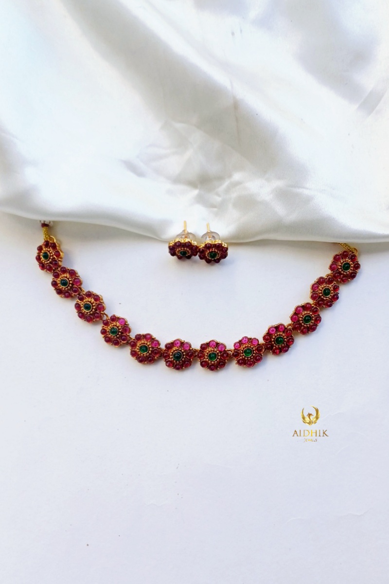 Floral necklace with earrings AN101
