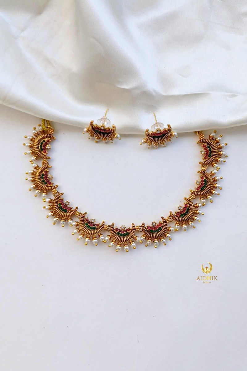 Moon necklace with pearl AN103
