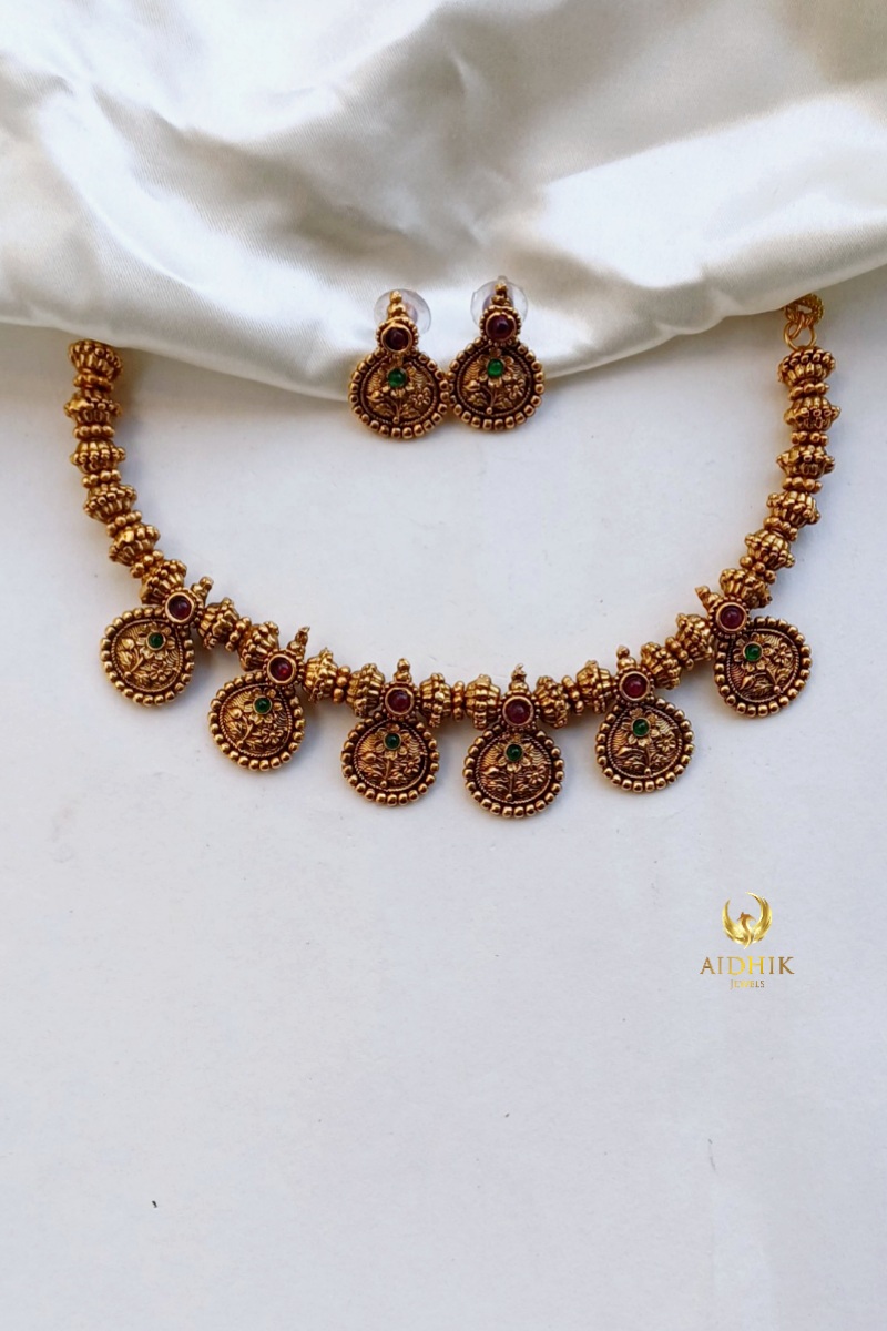 Ball floral necklace with earrings AN123