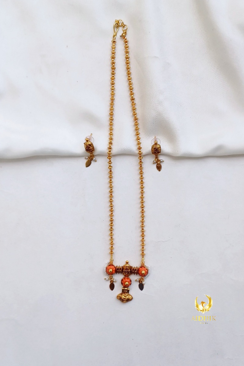 Coral beaded midharam AMH45