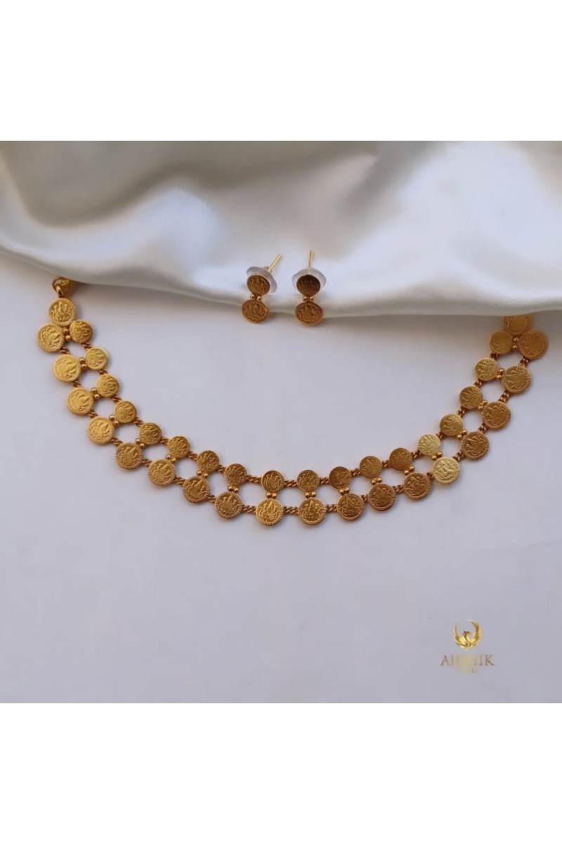 Two layered coin simple necklace AN110