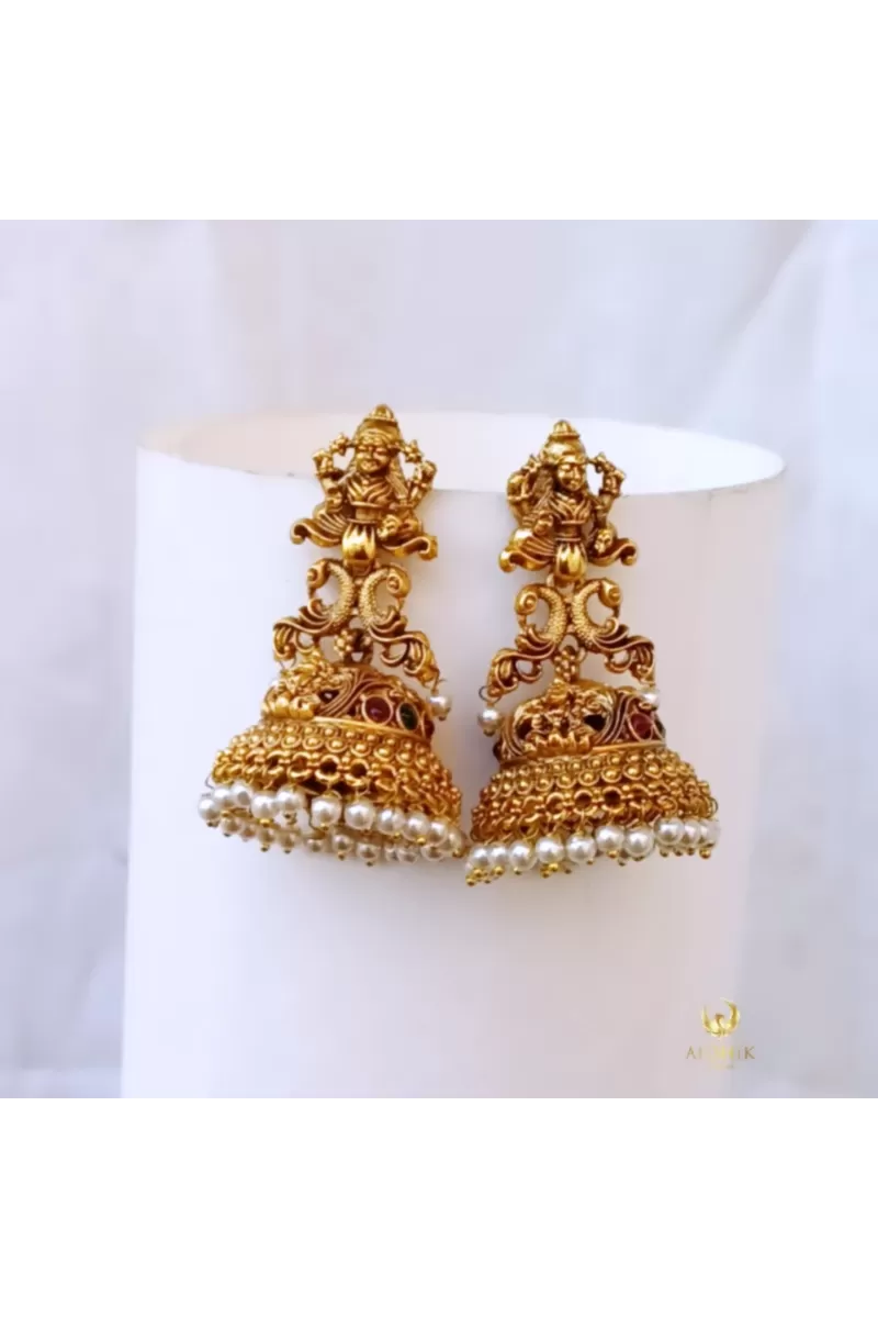 Bridal big jhumka with pearl hangings AE46